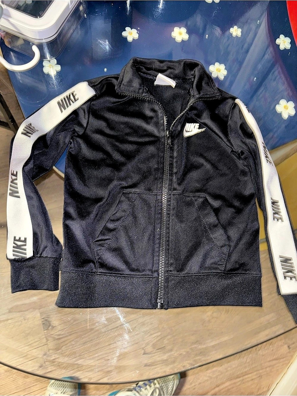 Nike Toddler Logo Taping Track Jacket Boys 2T-3T Black & White Jacket
